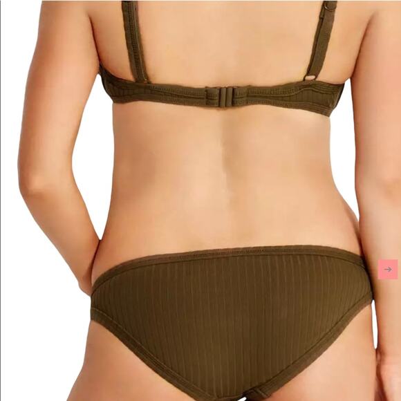 Seafolly Inka Rib Hipster Bikini Bottom Dark Olive Size 4 - Picture 5 of 10